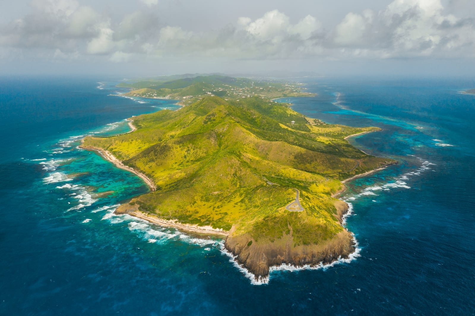 Aerial view of Point Udall, the easternmost point of the US Virgin Islands