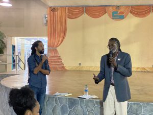 Terrance Positive Nelson and Laurent "Tippy" Alfred at St. Croix Cannabis Town hall