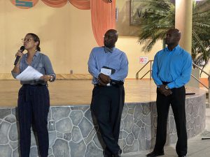 Ann Cecile O'Neill, Horace Graham and Miguel Tricoche at St. Croix Cannabis Town hall